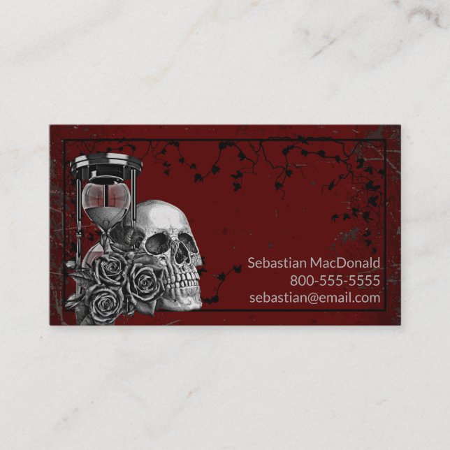 Tarjeta De Visita Rock Rosa gótico del cráneo del personalizado y Me (Anverso)