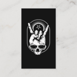 Tarjeta De Visita Rock Skull Metalhand Rótulo de los cuernos Satan C