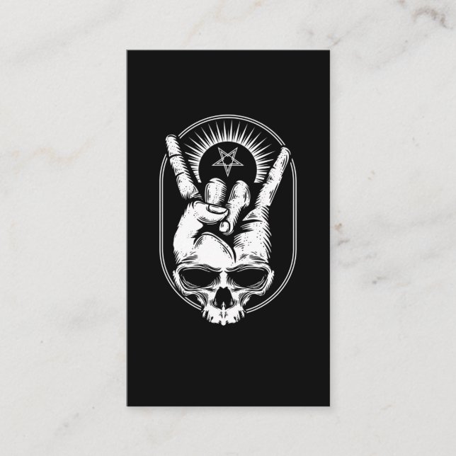 Tarjeta De Visita Rock Skull Metalhand Rótulo de los cuernos Satan C (Anverso)