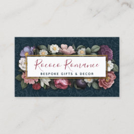 Tarjeta De Visita Rococo Damask y Elegante Floral Vintage Femenino
