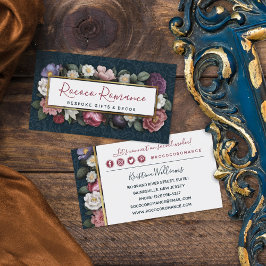 Tarjeta De Visita Rococo Damask y Elegante Red Social Floral