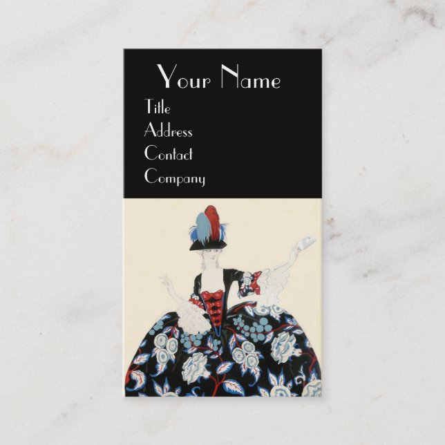 TARJETA DE VISITA ROCOCO LADY FASHION COSTUME DISEÑADOR MAKEUP ARTIS (Anverso)