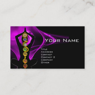 Tarjeta De Visita ROD ASCLEPIUS,7 CHAKRAS YOGA LOTUS POSE Púrpura
