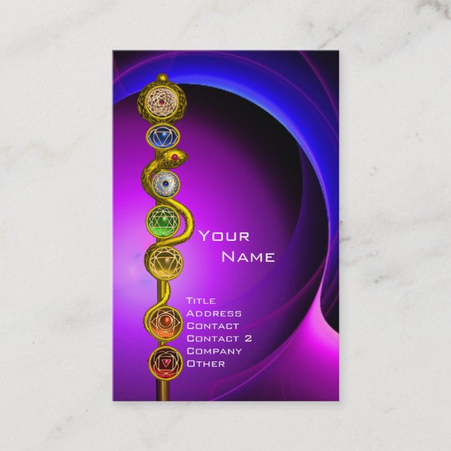 Tarjeta De Visita ROD ASCLEPIUS,7 CHAKRAS YOGA LOTUS POSEE Violet (Anverso)
