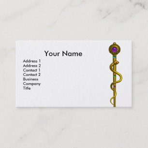 Tarjeta De Visita ROD ASCLEPIUS MÉDICO HEALDAD Monograma Blanco P