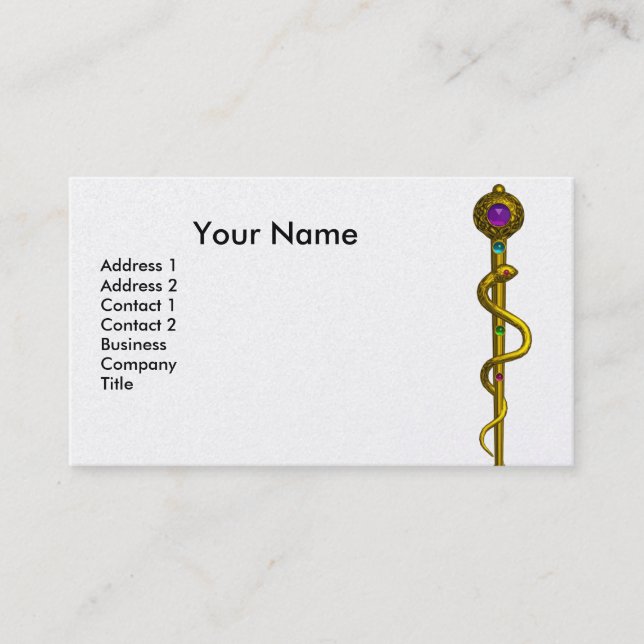 Tarjeta De Visita ROD ASCLEPIUS MÉDICO HEALING Monograma Blanco azul (Anverso)