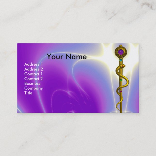 Tarjeta De Visita ROD ASCLEPIUS MÉDICO SALUD Monograma Violeta Rosa (Anverso)
