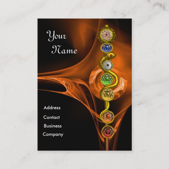TARJETA DE VISITA ROD DE ASCLEPIUS,7 CHAKRAS, YOGA, ENERGÍA ESPIRITU (Anverso)