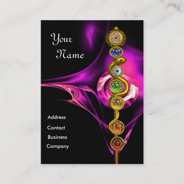 TARJETA DE VISITA ROD DE ASCLEPIUS,7 CHAKRAS, YOGA, ENERGÍA ESPIRITU (Anverso)