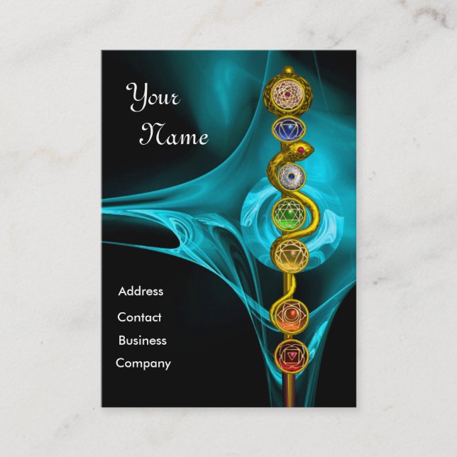 TARJETA DE VISITA ROD DE ASCLEPIUS,7 CHAKRAS, YOGA, ENERGÍA ESPIRITU (Anverso)