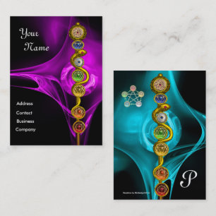 TARJETA DE VISITA ROD DE ASCLEPIUS,7 CHAKRAS, YOGA, ENERGÍA ESPIRITU