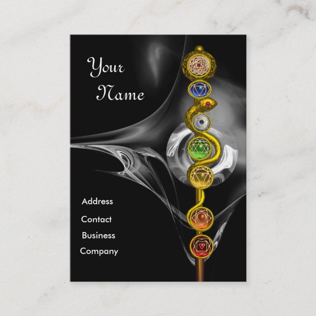 TARJETA DE VISITA ROD DE ASCLEPIUS,7 CHAKRAS, YOGA, ENERGÍA ESPIRITU (Anverso)