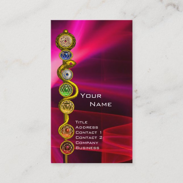 TARJETA DE VISITA ROD DE ASCLEPIUS,7 CHAKRAS, YOGA, ENERGÍA ESPIRITU (Anverso)