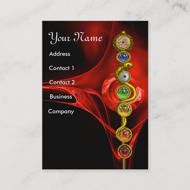 TARJETA DE VISITA ROD DE ASCLEPIUS,7 CHAKRAS, YOGA, ENERGÍA ESPIRITU (Anverso)