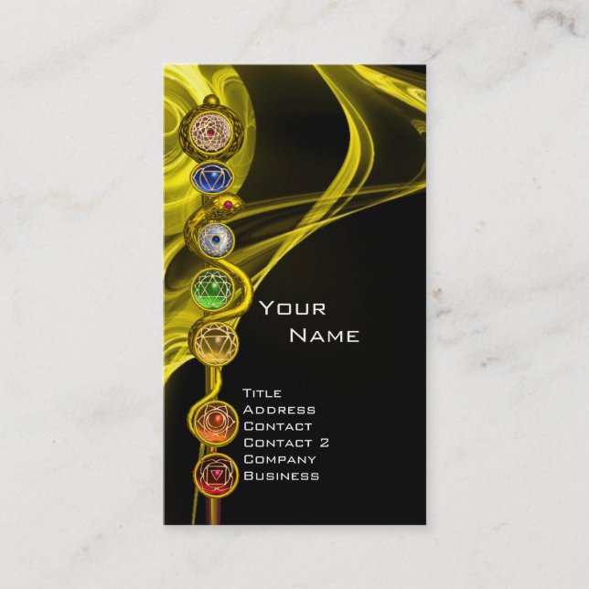 TARJETA DE VISITA ROD DE ASCLEPIUS,7 CHAKRAS, YOGA, ENERGÍA ESPIRITU (Anverso)