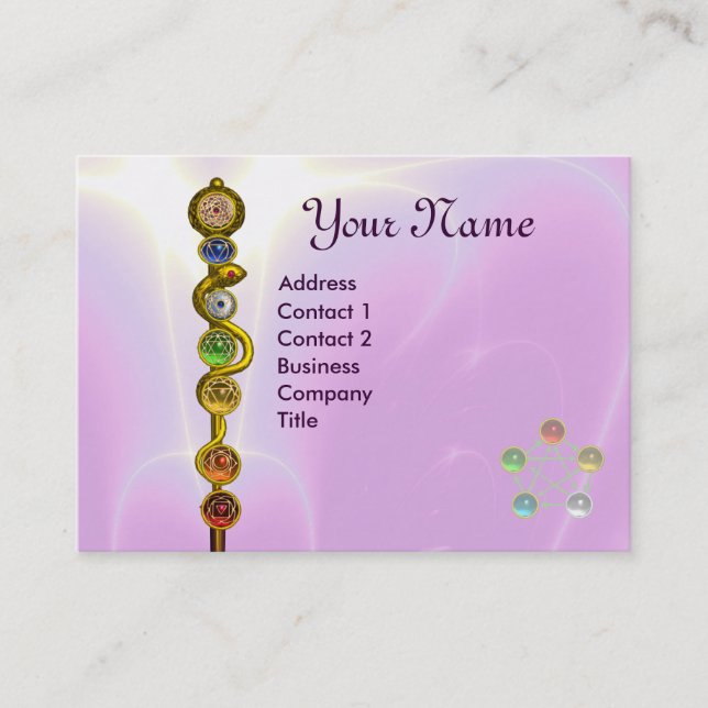 TARJETA DE VISITA ROD DE ASCLEPIUS,7 CHAKRAS,YOGA ,ENERGÍA ESPIRITUA (Anverso)