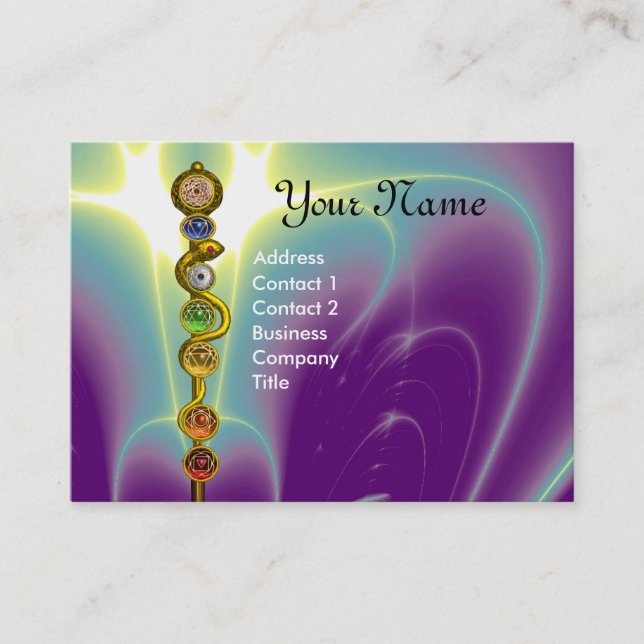 TARJETA DE VISITA ROD DE ASCLEPIUS,7 CHAKRAS,YOGA ,ENERGÍA ESPIRITUA (Anverso)