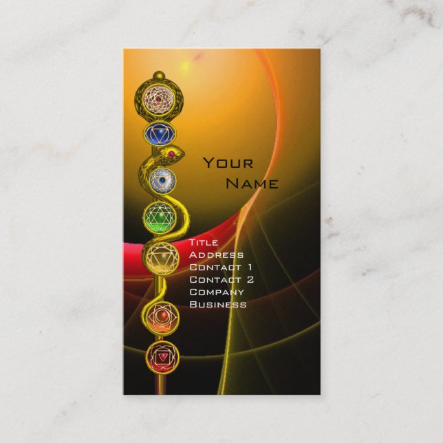 TARJETA DE VISITA ROD DE ASCLEPIUS,7 CHAKRAS,YOGA ,ENERGÍA ESPIRITUA (Anverso)