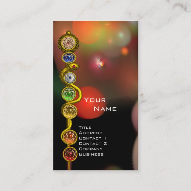 TARJETA DE VISITA ROD DE ASCLEPIUS,7 CHAKRAS,YOGA ,ENERGÍA ESPIRITUA (Anverso)