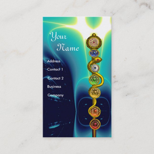 TARJETA DE VISITA ROD DE ASCLEPIUS,7 CHAKRAS,YOGA ,ENERGÍA ESPIRITUA (Anverso)