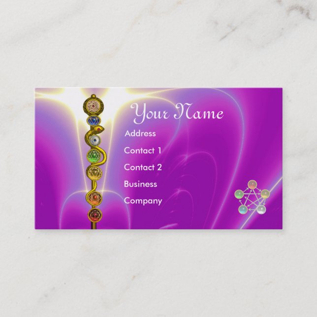 TARJETA DE VISITA ROD DE ASCLEPIUS,7 CHAKRAS,YOGA ,ENERGÍA ESPIRITUA (Anverso)