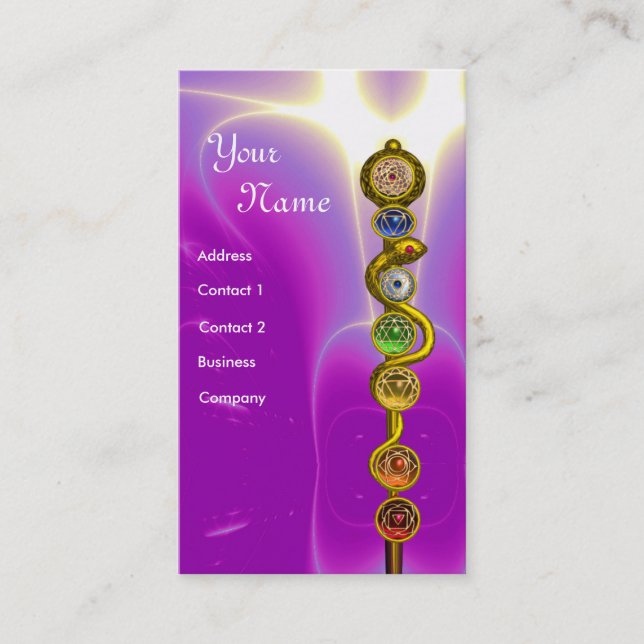 TARJETA DE VISITA ROD DE ASCLEPIUS,7 CHAKRAS,YOGA ,ENERGÍA ESPIRITUA (Anverso)