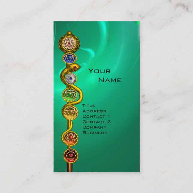 TARJETA DE VISITA ROD DE ASCLEPIUS,7 CHAKRAS,YOGA ,ENERGÍA ESPIRITUA (Anverso)