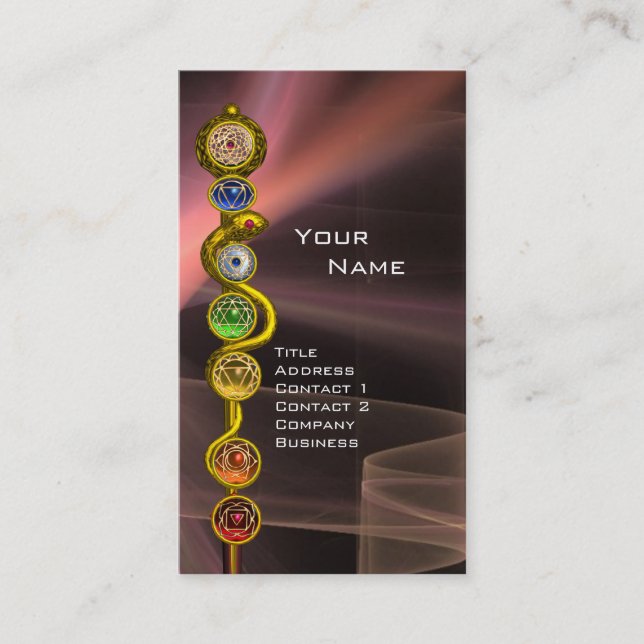 TARJETA DE VISITA ROD DE ASCLEPIUS,7 CHAKRAS,YOGA ,ENERGÍA ESPIRITUA (Anverso)