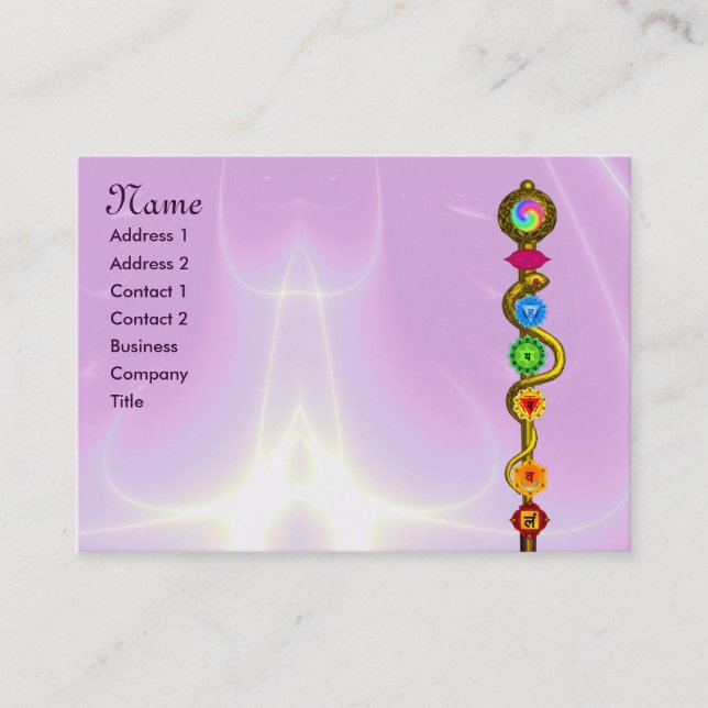 TARJETA DE VISITA ROD DE ASCLEPIUS,7 CHAKRAS,YOGA ,ENERGÍA ESPIRITUA (Anverso)