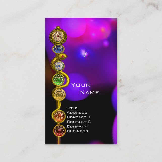 TARJETA DE VISITA ROD DE ASCLEPIUS,7 CHAKRAS,YOGA ,ENERGÍA ESPIRITUA (Anverso)