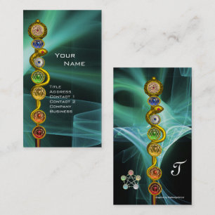 TARJETA DE VISITA ROD DE ASCLEPIUS,7 CHAKRAS,YOGA ,ENERGÍA ESPIRITUA