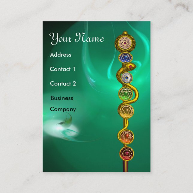 TARJETA DE VISITA ROD DE ASCLEPIUS,7 CHAKRAS,YOGA ,ENERGÍA ESPIRITUA (Anverso)
