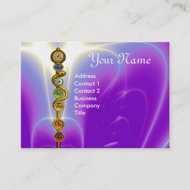TARJETA DE VISITA ROD DE ASCLEPIUS,7 CHAKRAS,YOGA ,ENERGÍA ESPIRITUA (Anverso)