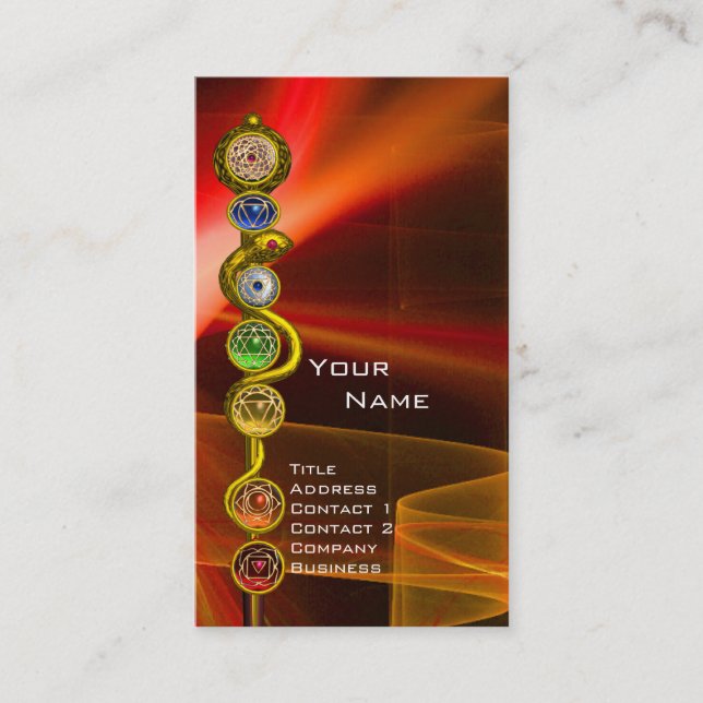TARJETA DE VISITA ROD DE ASCLEPIUS,7 CHAKRAS,YOGA ,ENERGÍA ESPIRITUA (Anverso)