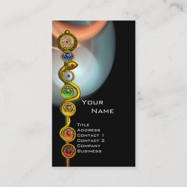 TARJETA DE VISITA ROD DE ASCLEPIUS,7 CHAKRAS,YOGA ,ENERGÍA ESPIRITUA (Anverso)