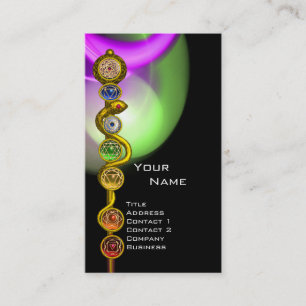 TARJETA DE VISITA ROD DE ASCLEPIUS,7 CHAKRAS,YOGA ,ENERGÍA ESPIRITUA