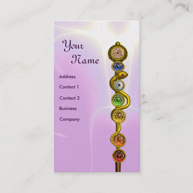 TARJETA DE VISITA ROD DE ASCLEPIUS,7 CHAKRAS,YOGA ,ENERGÍA ESPIRITUA (Anverso)