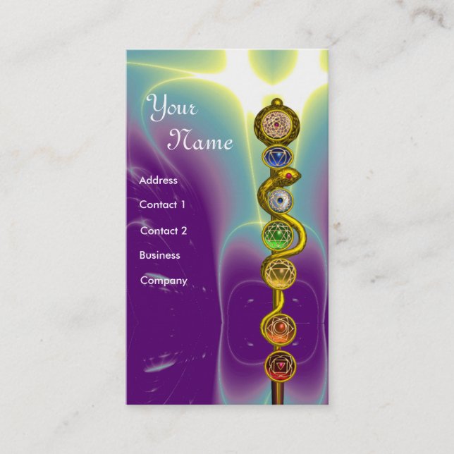 TARJETA DE VISITA ROD DE ASCLEPIUS,7 CHAKRAS,YOGA ,ENERGÍA ESPIRITUA (Anverso)