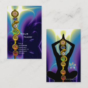 Tarjeta De Visita ROD DE ASCLEPIUS,7 CHAKRAS YOGA LOTUS POSE Azul