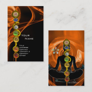 Tarjeta De Visita ROD DE ASCLEPIUS,7 CHAKRAS YOGA LOTUS POSE Naranja