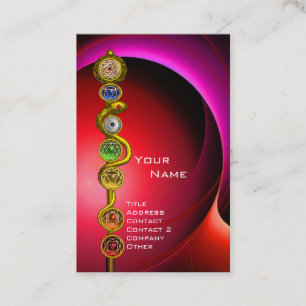 Tarjeta De Visita ROD DE ASCLEPIUS,7 CHAKRAS YOGA LOTUS POSE rojo