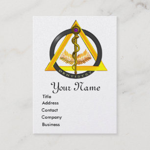 TARJETA DE VISITA ROD DE ASCLEPIUS DENTIST DENTISTRY GOLD MONOGRAM