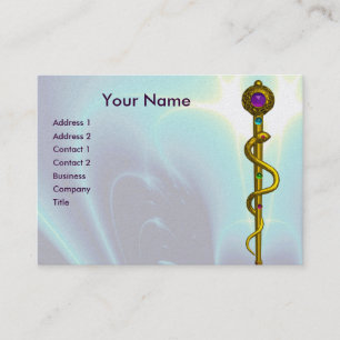 Tarjeta De Visita ROD DE ASCLEPIUS Gold Medical Heather Blue Verde a