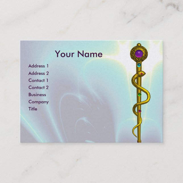 Tarjeta De Visita ROD DE ASCLEPIUS Gold Medical Heather Blue Verde a (Anverso)