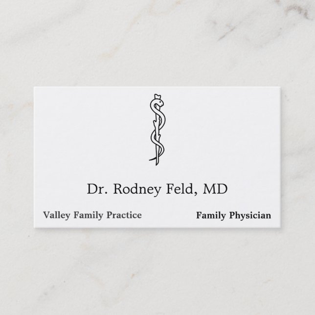 Tarjeta De Visita Rod de Asclepius [símbolo médico] (Anverso)