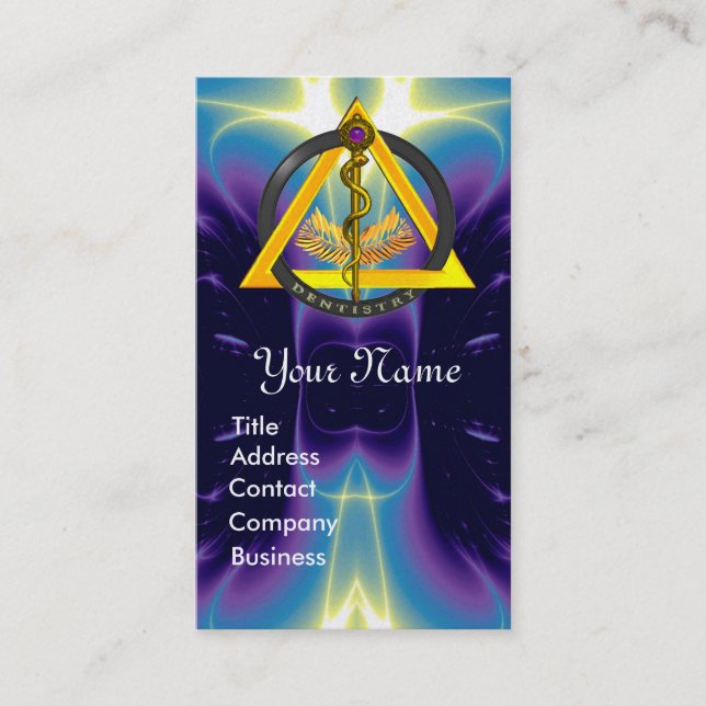 TARJETA DE VISITA ROD DE DENTISTRÍA ASCLEPIUS MONOGRAM PEARL (Anverso)