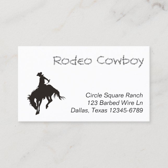Tarjeta De Visita Rodeo Cowboy Silhouette (Anverso)