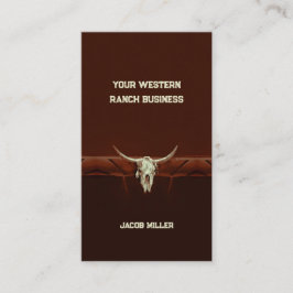 Tarjeta De Visita Rodeo del West Rustic Bull Skull Brown Country