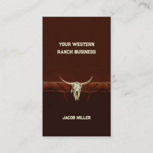 Tarjeta De Visita Rodeo del West Rustic Bull Skull Brown Country