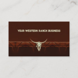 Tarjeta De Visita Rodeo del West Rustic Bull Skull Brown Country